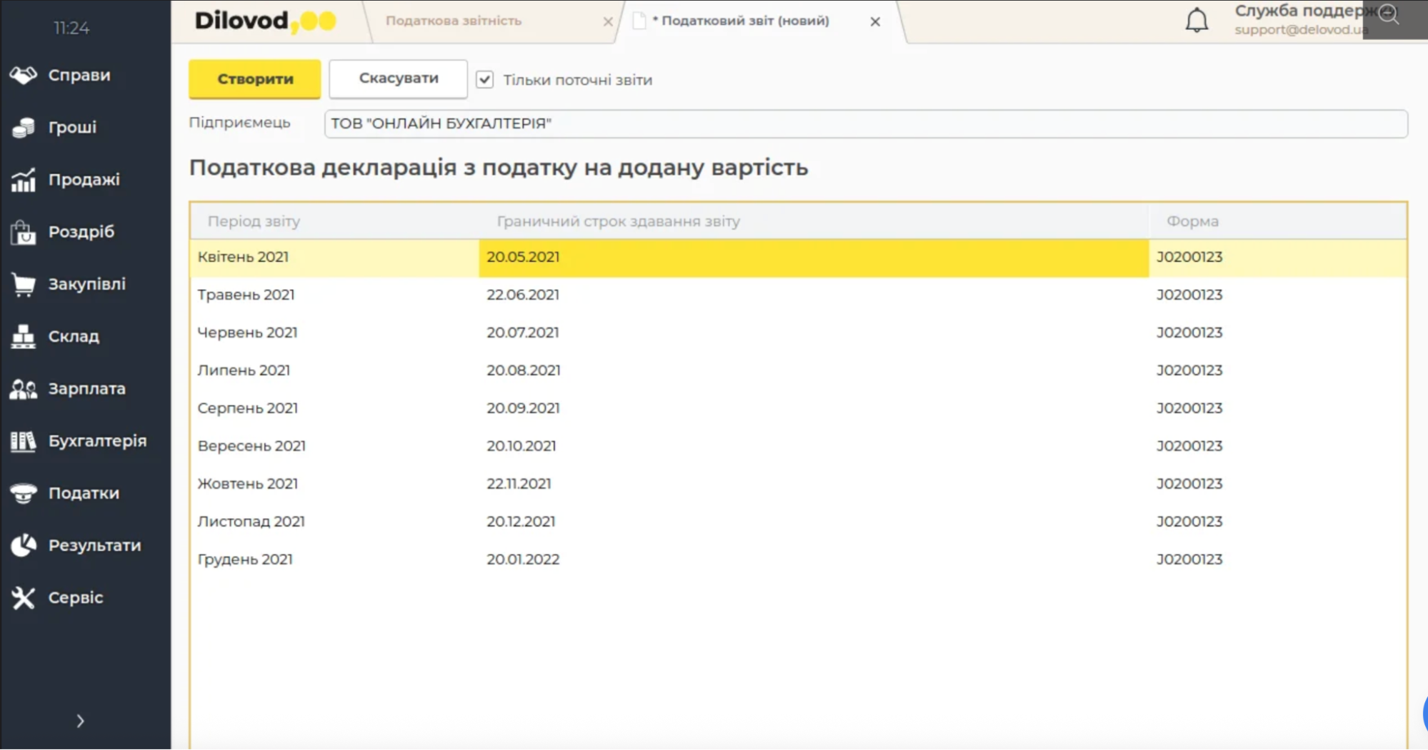 Інтерфейс програми Dilovod