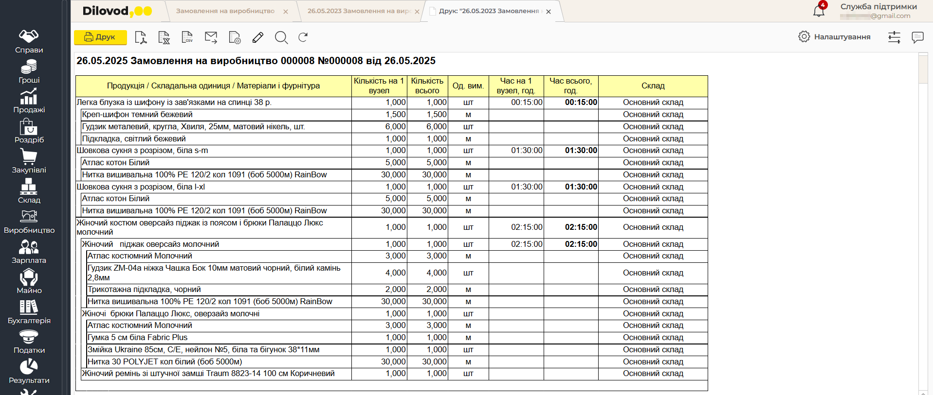 Отримуйте вагові та кількісні показники у друкованій специфікації